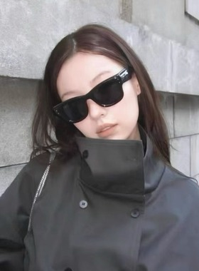 MELIYA复古黑色粗框jennie同款墨镜女高级感新款防紫外线太阳眼镜