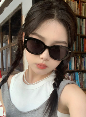 辣妹方圆脸高级感猫眼黑色墨镜潮