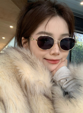 美式金属小框方圆脸墨镜女高级感