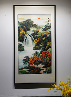玄关过道新中式纯手工刺绣苏绣