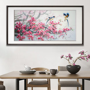 苏绣成品新中式纯手工刺绣装饰画喜上眉梢客厅背景墙书房餐厅挂画