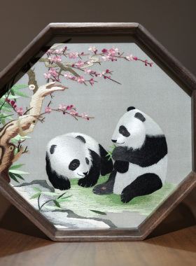 纯手工苏绣双面绣实木框摆件