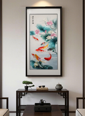 玄关过道新中式手工刺绣苏绣挂画