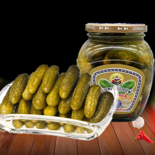 俄罗斯风味酸黄瓜罐头0脂肪腌制小脆青黄瓜泡菜汉堡配菜500克即食