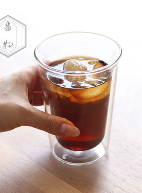 透亮，抗摔，耐高温。日本制kogu双层咖啡杯水杯饮料杯果汁杯家用