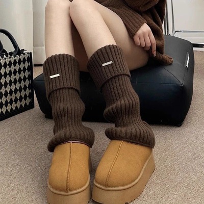 秋冬y2k宽松金属日系辣妹小腿少女针织百搭堆堆袜套鞋套保暖