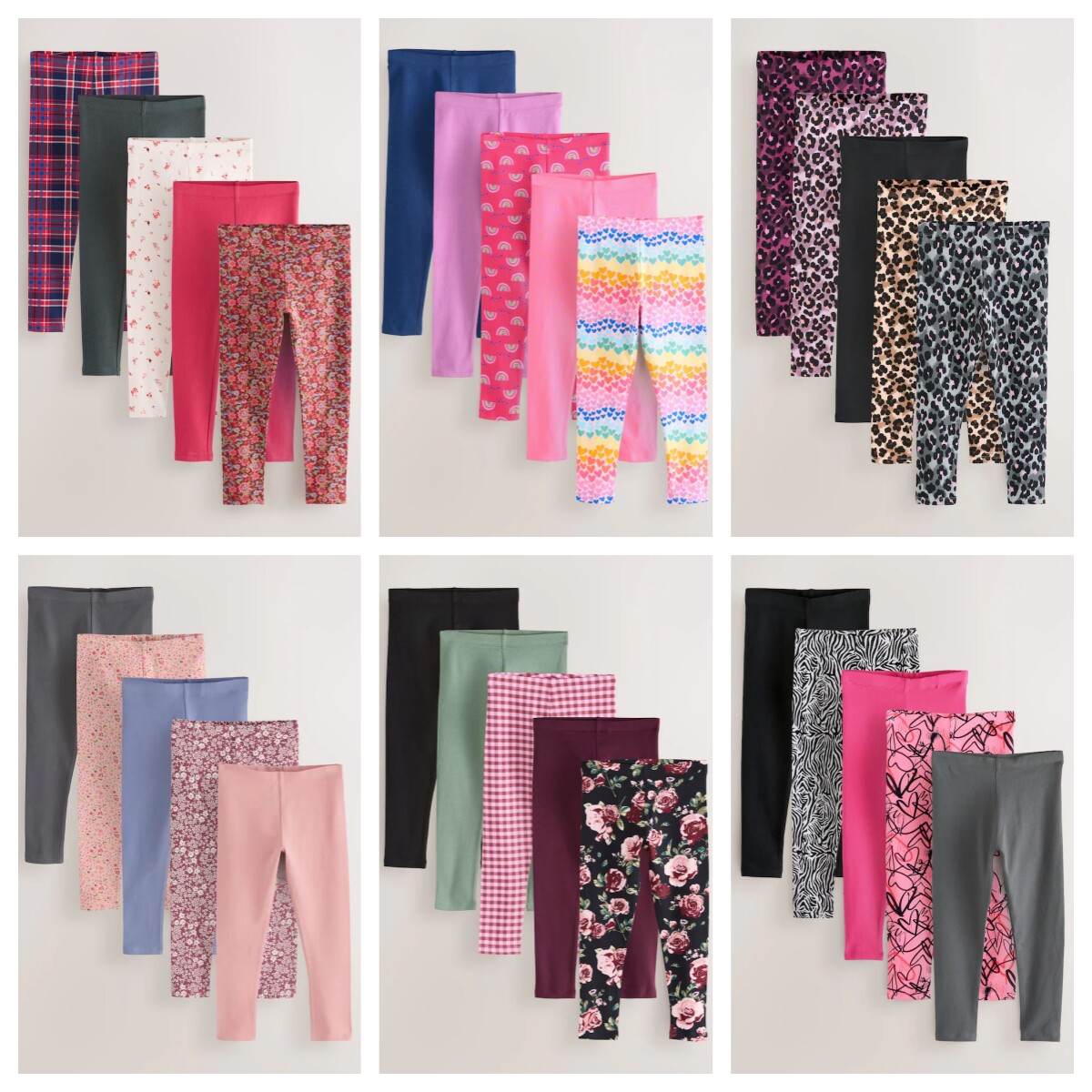 英国NEXT亲子装 26春新女童大女孩花卉豹纹爱心印花弹力内搭9分裤