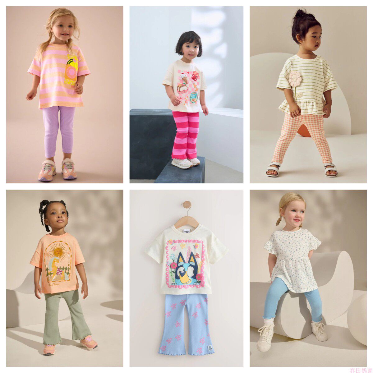 英国NEXT童装 25春新女童女宝宝兔子卡通贴花长袖卫衣+内搭裤套装