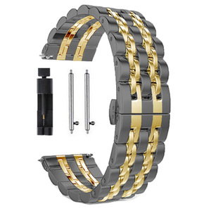 适配北斗手表Astrolink S智能手表时尚商务三珠不锈钢七珠表带