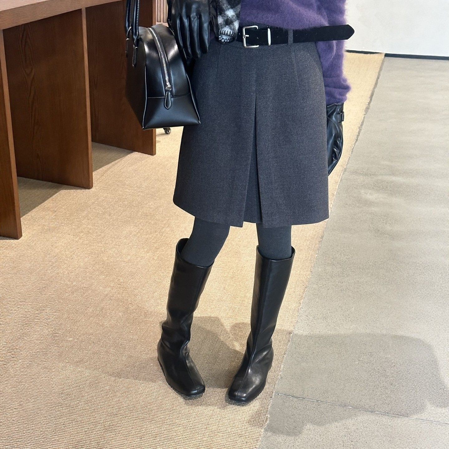 SJG设计感灰色半身裙女2025冬季新款高腰气质显瘦A字中裙子66A81,个性定制/设计服务/DIY,棉服工装,淘宝优惠券,粉丝福利购,淘宝优惠卷