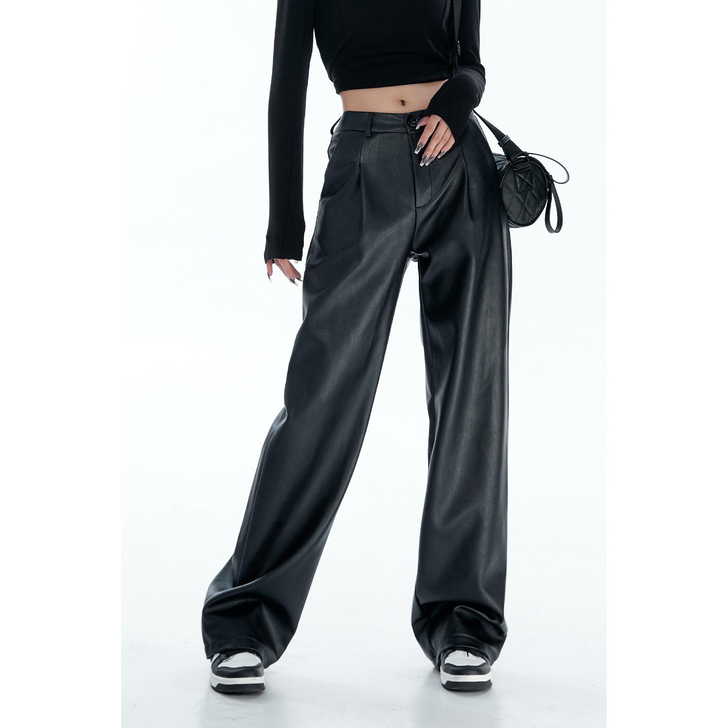 皮裤女2024新款直筒显瘦休闲 裤软软PU皮个性宽松阔腿裤子女秋冬,个性定制/设计服务/DIY,棉服工装,淘宝优惠券,粉丝福利购,淘宝优惠卷