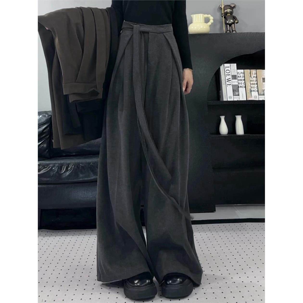 高腰垂感双面绒阔腿西装裤女秋冬2025新款宽松显瘦直筒拖地长裤子,个性定制/设计服务/DIY,棉服工装,淘宝优惠券,粉丝福利购,淘宝优惠卷