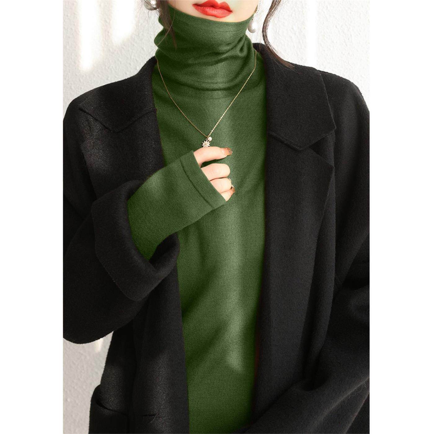 Dui Dui高领长袖针织女底衬衫春季2025新风格慵懒风格配绿色右肩,个性定制/设计服务/DIY,棉服工装,淘宝优惠券,粉丝福利购,淘宝优惠卷