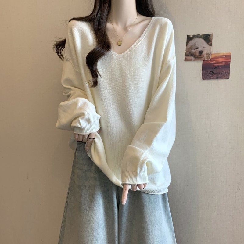 V领长袖打底针织衫女春秋2025大尺码胖mm宽松遮肚藏肉上衣内搭毛,个性定制/设计服务/DIY,棉服工装,淘宝优惠券,粉丝福利购,淘宝优惠卷