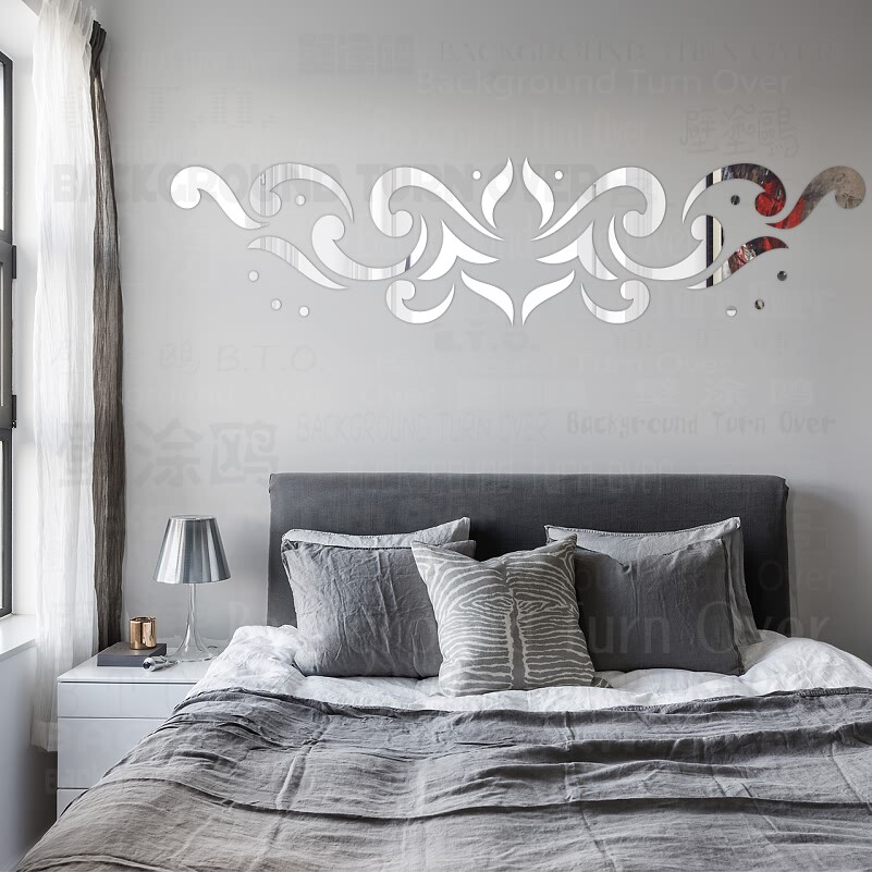 镜面墙贴3d立体墙贴贴床头沙发墙复古典欧式宫廷轻奢华图案R138