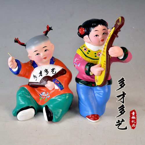 泥人张彩塑多才多艺送儿童房客厅