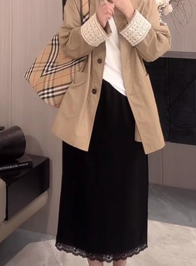 kokokaaran/可可咔伦蕾丝半裙醋脂缎面蕾丝度假风半裙SH250202