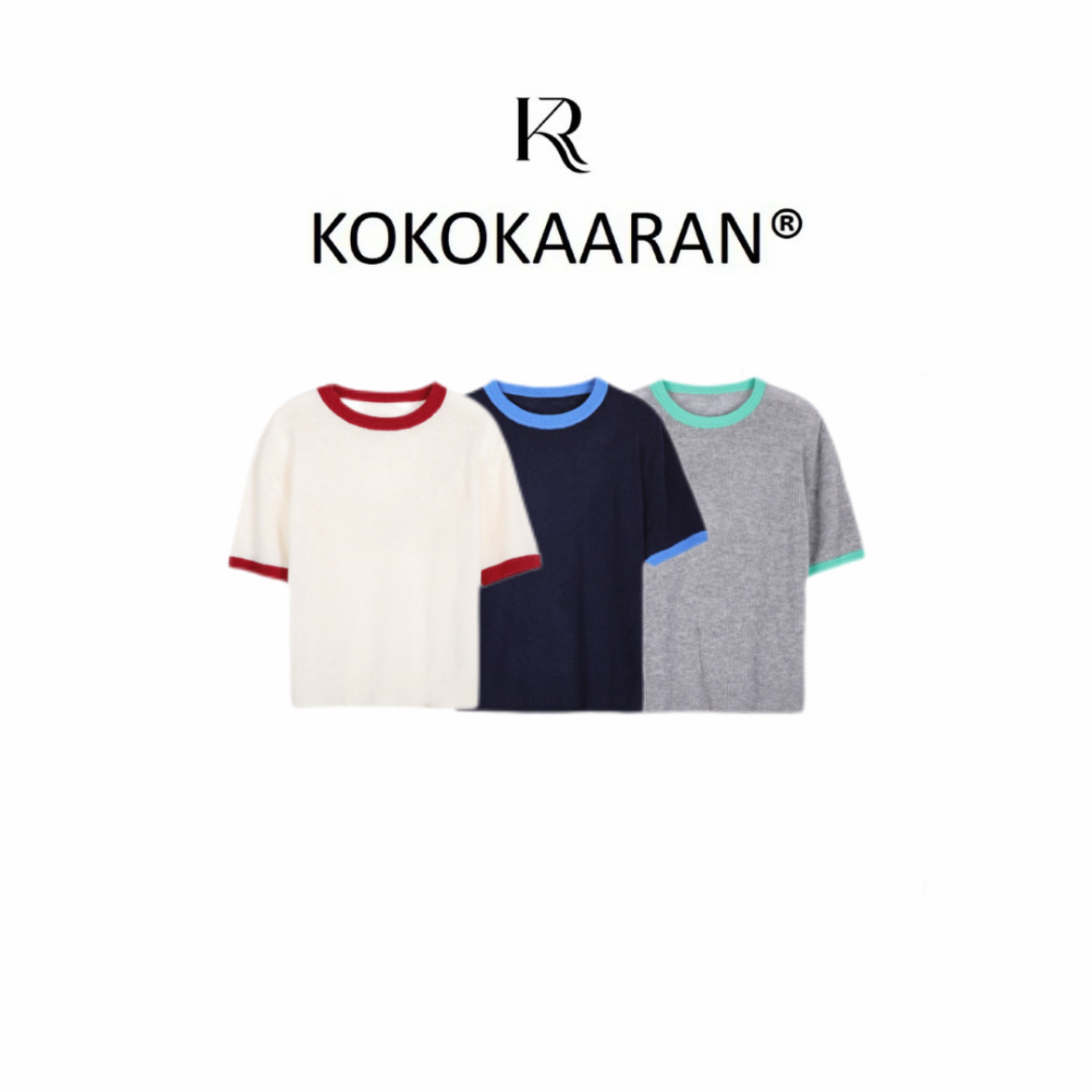 kokokaaran/可可咔伦 100羊毛48支半精纺针织休闲短袖女26ss283