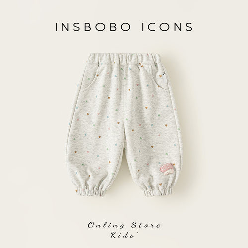 INSbobo爱心波点束脚休闲裤