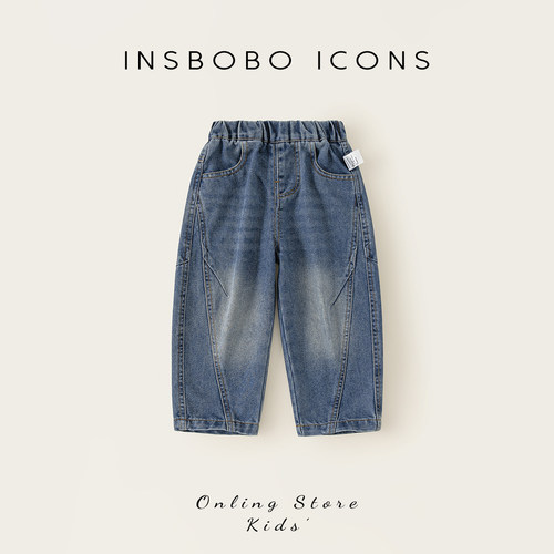 INSbobo休闲弯刀牛仔裤