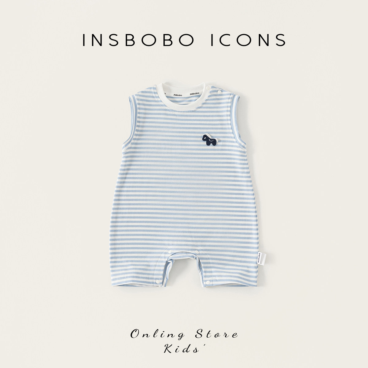 INSbobo条纹绣花标爬服图片