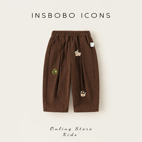 INSbobo卡通绣标休闲长裤