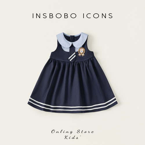INSbobo儿童绣标连衣裙