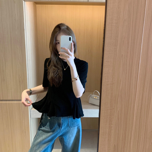 26年春款一SANTA GROVE-醋酸高品质舒适显瘦裙摆百搭短袖T恤小衫