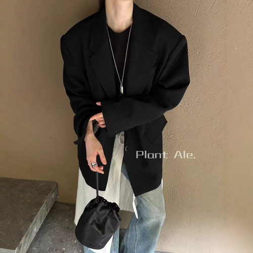 现货秒发一棉麻廓形西装外套50%麻一新款宽松通勤气质西服女8M098
