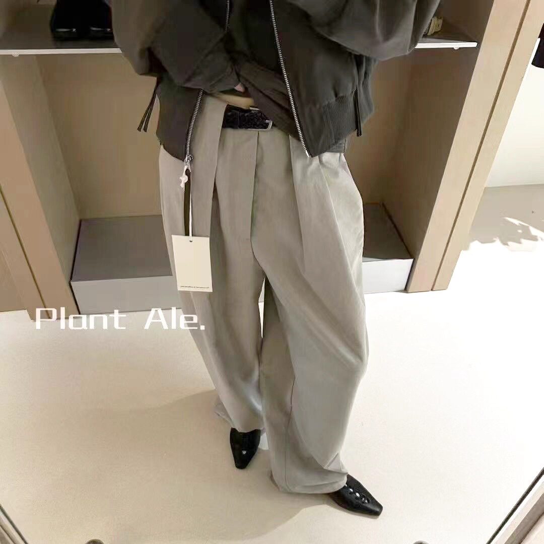 韩版褶皱西装裤宽松阔腿裤拖地