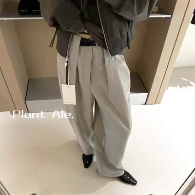 韩版褶皱西装裤宽松阔腿裤拖地