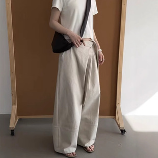 神裤 复古宽松高腰裤 腰封式 女美式 E60029 腰带阔腿裤 现货折扣一爆款