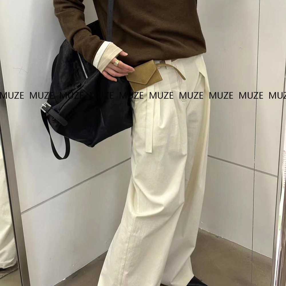 韩国东大门秋季新款明线休闲裤~小众设计感慵懒宽松直筒女裤68802