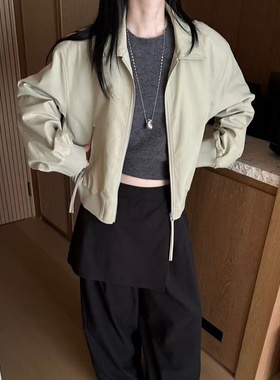 现货折扣一PLANT ALE垫肩设计短款翻领外套女休闲百搭复古2025新