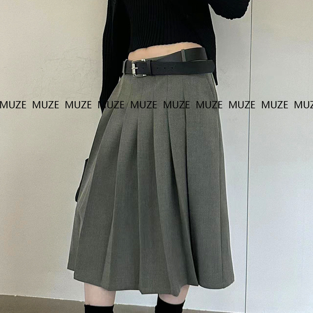 2025春款西装料百褶裙~韩国东大门新款通勤半身裙腰伞裙KK6525