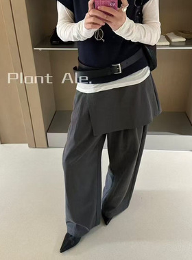 现货折扣一PLANT ALE天丝棉屁帘设计休闲裤高腰裤子老钱风阔腿裤