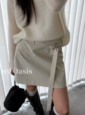 韩系时尚不规则系带西装半身裙一2026春季新款包臀短裙女装6S154