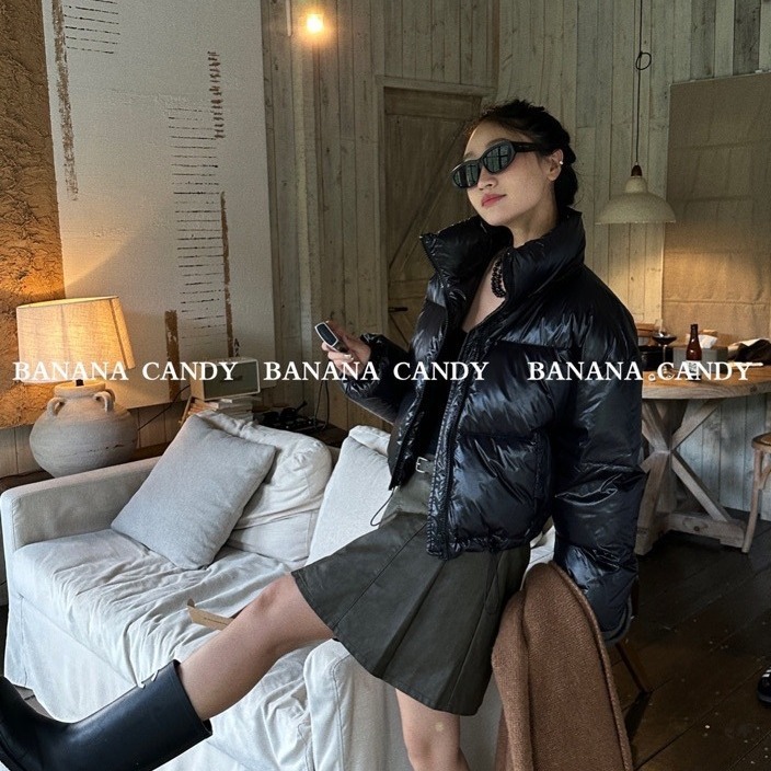 BANANACANDY韩国小个子立领白鸭绒羽绒服冬季面包服外套A8820