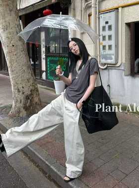 PlantAle高腰显瘦弯刀休闲裤