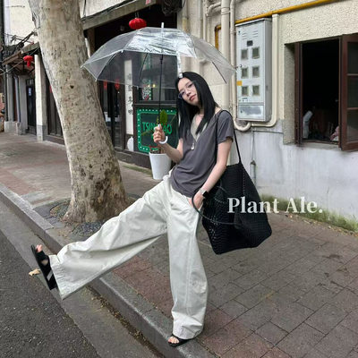 PlantAle高腰显瘦弯刀休闲裤