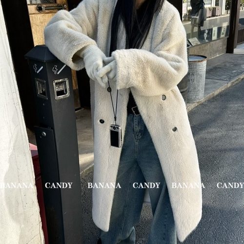 气场全开冬季轻奢美拉德毛毛外套~BANANACANDY新版长款皮草女N870