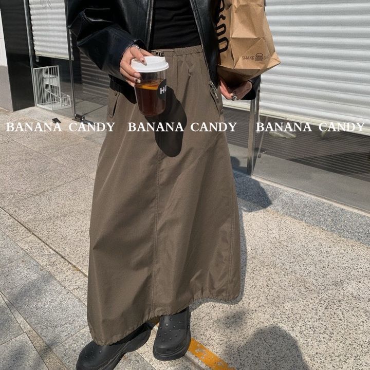韩系工装宽松大摆半身裙