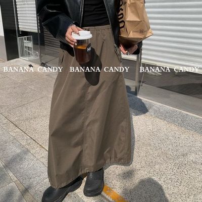 现货折扣一极简气质工装百搭半身裙宽松大摆裙韩国休闲裙秋0106