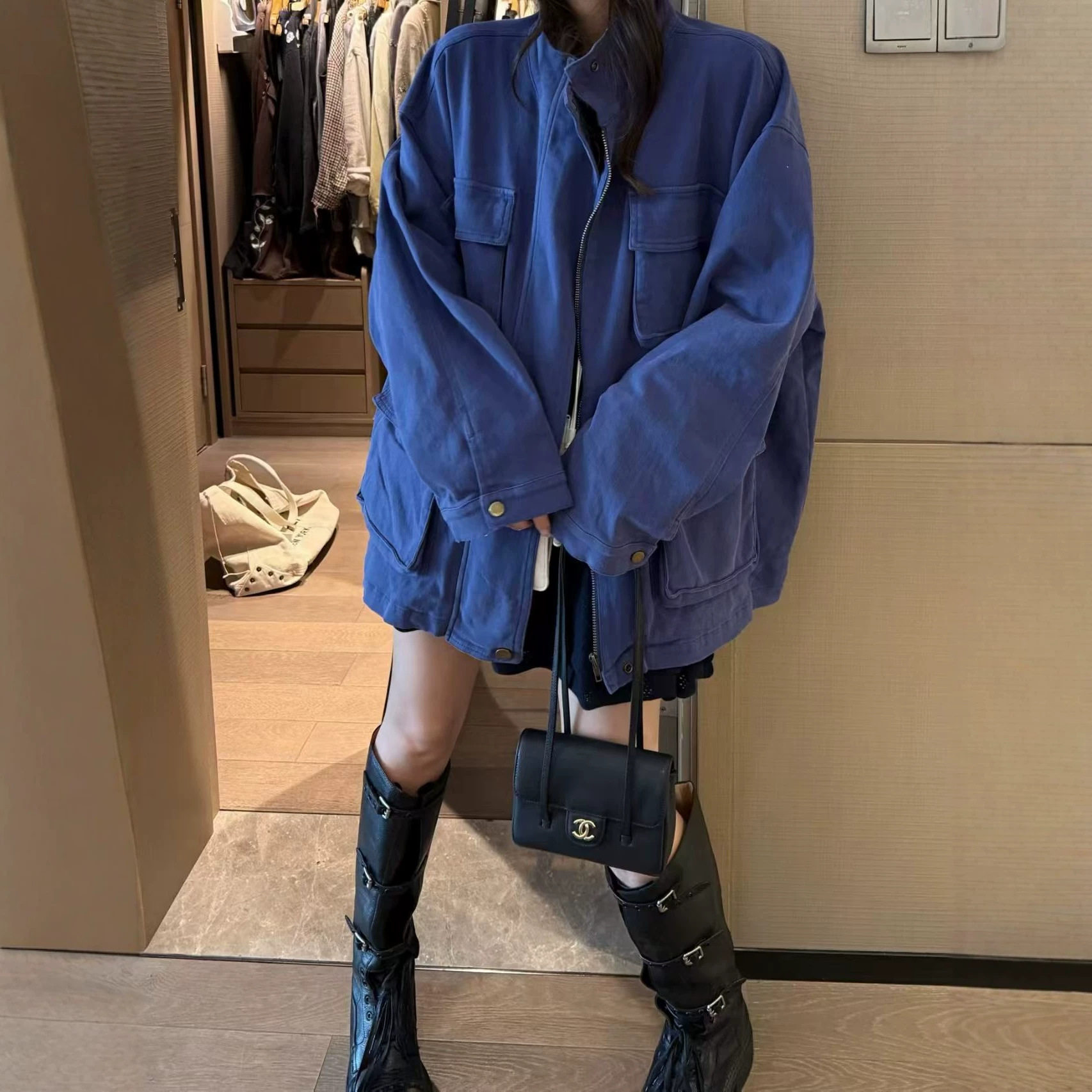 韩版水洗全棉工装短外套女秋季