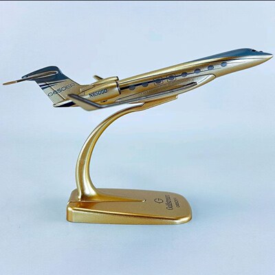 16cm实心合金1:200公务机飞机模型湾流G650er原型机金色原厂涂装