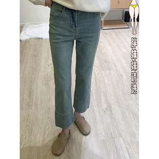 女高腰弹力显瘦九分烟管裤 2026春季 直筒牛仔裤 大码 子 胖妹妹mm新款