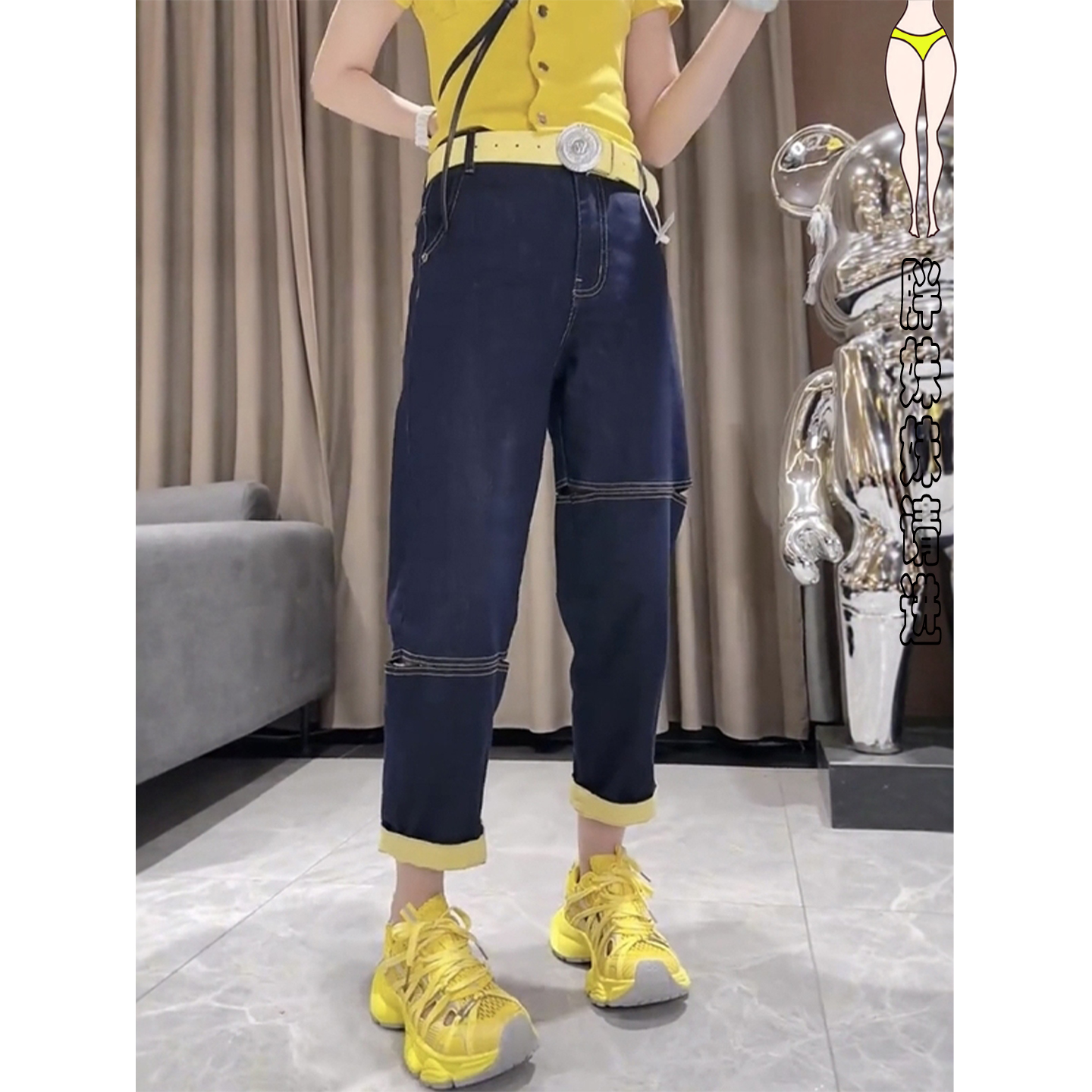 遮肉又显瘦~哈伦直筒老爹牛仔裤