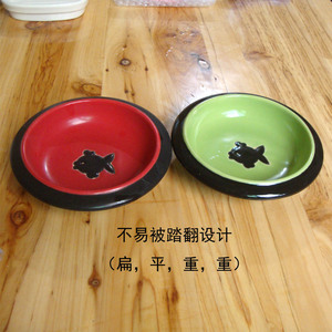 包邮陶瓷猫碗狗盘创意宠物猫狗粮盆狗狗饲料碗打翻圆盘大促微徦疵