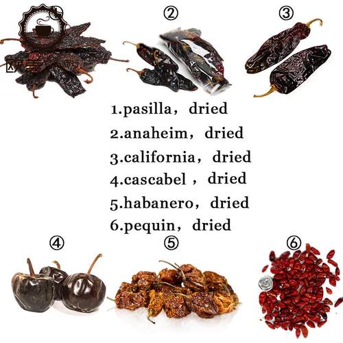 墨西哥干辣椒pasilla/anaheim/加州/cascabel/habanero/pequin