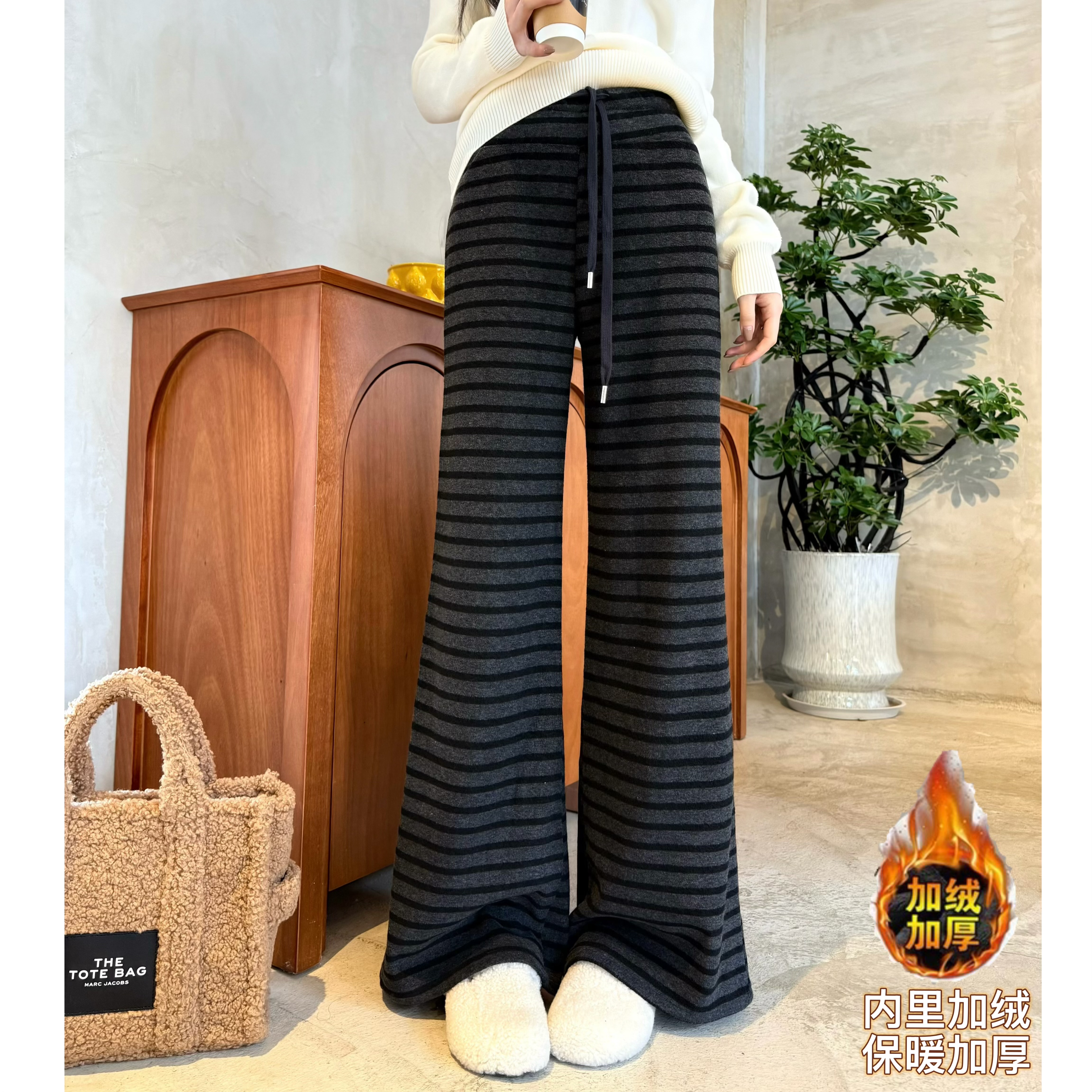 高腰原创猫猫家长裤加长女裤